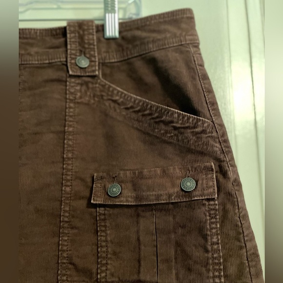 American Eagle Chocolate Brown Super Hi Rise A Line Corduroy Skirt Size 18 - Picture 5 of 13